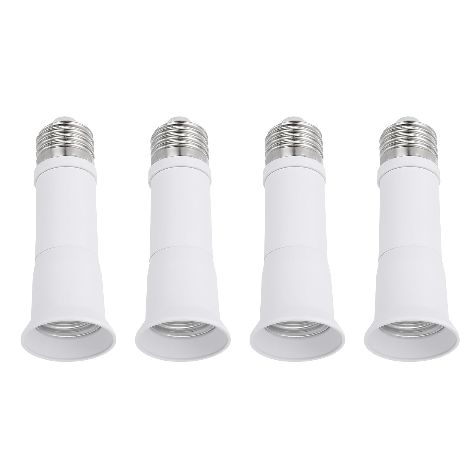 PATIKIL 4.3 Inch E26/E27 Light Socket Extender, 4 Pcs Flexible Bulb Socket Extension Adjustable Bulb Extender Adapter for Medium Screw Base Home Lamps, White, Silver Tone