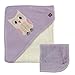Hudson Baby Bamboo Hooded Bath Towel and Washcloth, Purple Owl