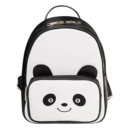 Powlance Baby Girls Lovely Casual Women Girls Cartoon Panda Shoulder Ags Pu Artificial Leather Backpacks One Size B