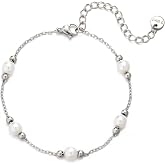 Gold Pearl Bracelets for Women Trendy 14k Gold Plated Dainty Pearl Beaded Bracelets Adjustable Chain Wedding Bridesmaid Brace