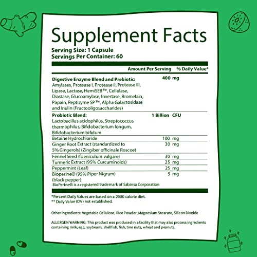 Super Enzymes by GoBiotix 15 Vegan + PlantBased Digestive Enzymes w