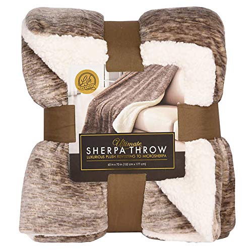Life Comfort Ultimate Sherpa Throw Light Brown Home & Kitchen