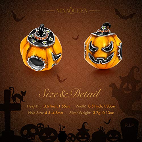 NINAQUEEN for Women 925 Sterling Silver Pumpkin Holiday Beads for PandÃ¶ra Charms Bracelets for Women Christmas Jewelry Gift for Teen Girls Halloween Jewelry Girlfriend Daughter Niece
