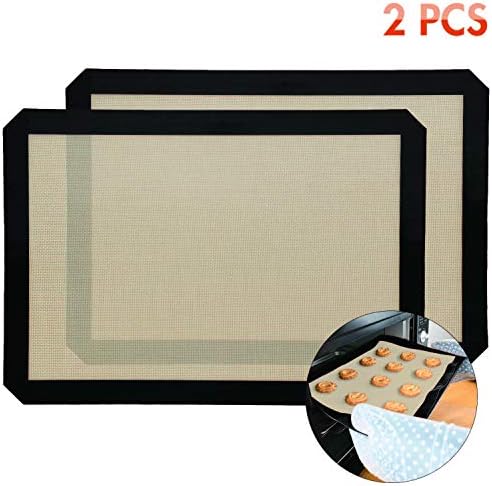 Silicone Mats Baking Set of 3 - Durable Non-Stick Silicone Baking Mats for Easy Cleaning and Even Baking | Professional Quality Baking Mat for Deliciously Convenient Bakes | 16.5 x 11.6 In - Black