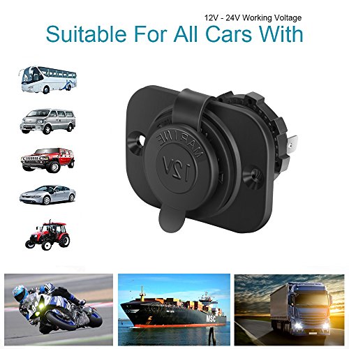 2Pack Cigarette Lighter Socket Car Marine Motorcycle ATV RV Lighter Socket Power Outlet Socket Receptacle 12V Waterproof Plug by ZHSMS - Thumbnail 6