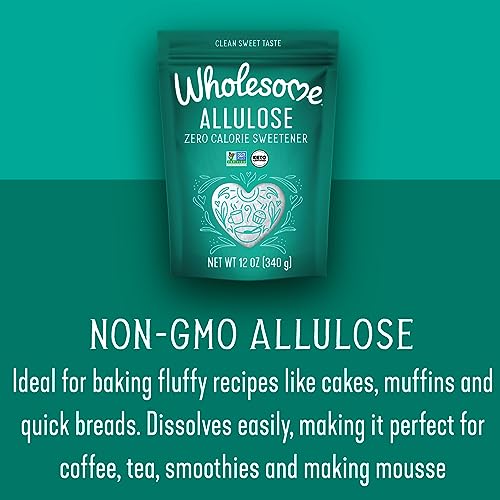 WHOLESOME SWEETENERS 12-OUNCE ALLULOSE SWEETENER, ZERO CALORIE SUGAR SUBSTITUTE, KETO FRIENDLY, NON GMO, NON-ERYTHRITOL, GLUTEN FREE & VEGAN SWEETENER, 1 PACK