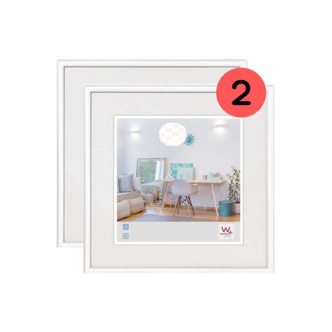 walther Design Picture Frame White 20 x 20 cm Twin Pack, New Lifestyle Plastic Frame KV220WD