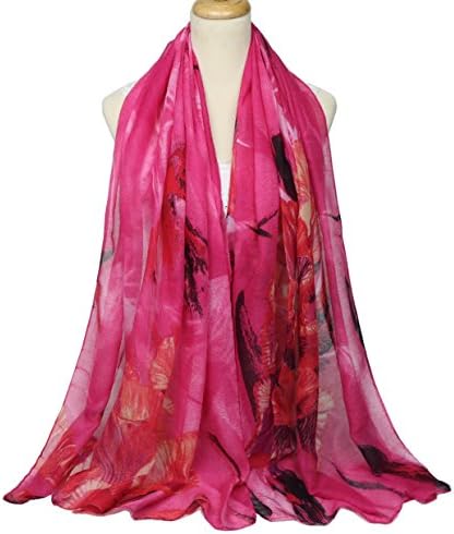 ChikaMika Spring Scarves for Women Lightweight Cotton Fashion Wrap and Shawls (rose red)