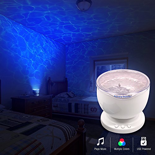 LED Concepts Multicolor Ocean Waves Projection LED Lamp & Speaker