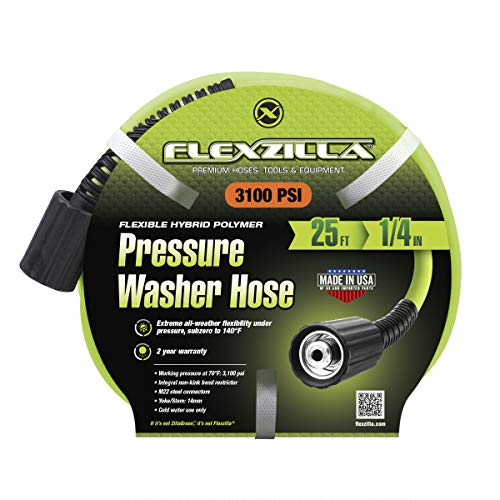 Flexzilla Pressure Washer Hose with M22 Fittings, 1/4 in. x 25 ft