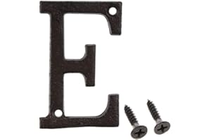 Betorcy 3 Inch Address Number, House Numbers for Outside, Cast Iron Metal Letter Garden Door Mailbox Decor with Screws, Black Letter E