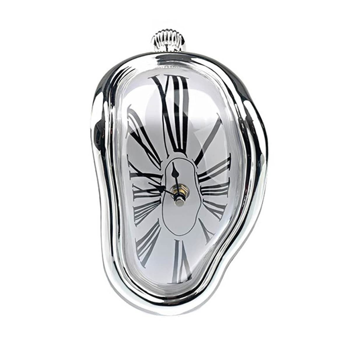 Verve Jelly Decorative Dali Watch Melting Clock Surreal Melting Wall Clock Distorted Table Clock, Melted Clock for Office Shelf Desk, Silver