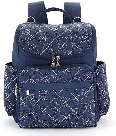 Neutral Nappy Bag Backpack With wipes pocket and changing pad by LXEM ,Luxury Sport style nappy changing knapsack for Mother & Father ,stroller strap ,Deep Blue