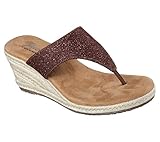 Skechers Cali Women's Monarchs Glitterati Wedge Sandal, Bronze, 7 M US