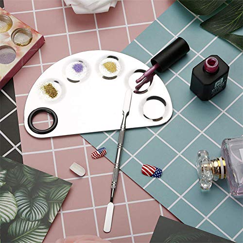 Pro Stainless Steel Makeup Palette with Spatula Tool, 5-well Nail-art Cosmetics Makeup Palettes Board Polishing for Professional Nail Art Eye Shadow Eyelash Makeup Organizer Pigment Blending highlight - Thumbnail 3