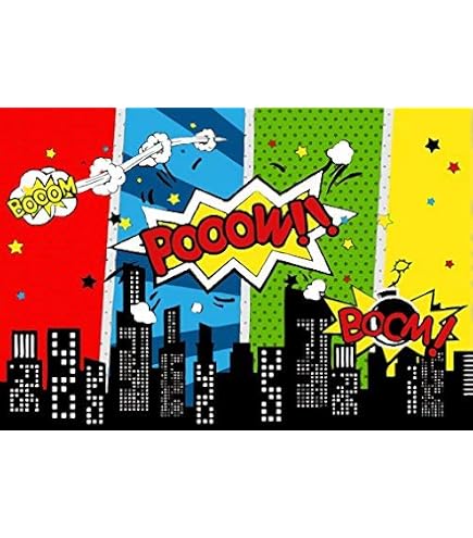 Cartoon Superhelden-Fotohintergrund – 2,4x3 M, Vinyl, Für Kindergeburtstag & Studio
