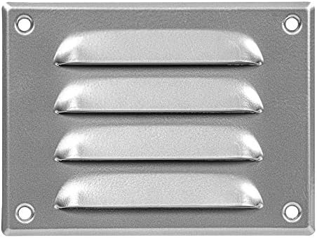EUROPLAST 140x105mm Grey Metal Air Vent Grille Cover Insect Mesh 6x4 inch