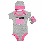 Nike Infant Girl's Winning Ain't Easy Heather Dark Grey 3-Piece Set Sz: 0-6M