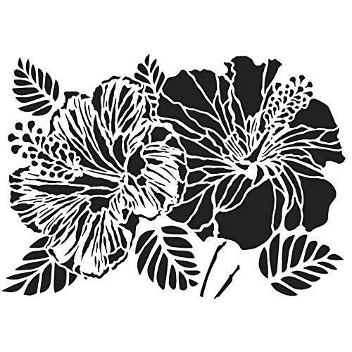 Ideen mit Herz Laser Plastic Stencil DIN A4 Perfect for Textile Design, Wall Design, Windows, Paper, Scrapbooking, Children, Crafts, DIY (Hibiscus)