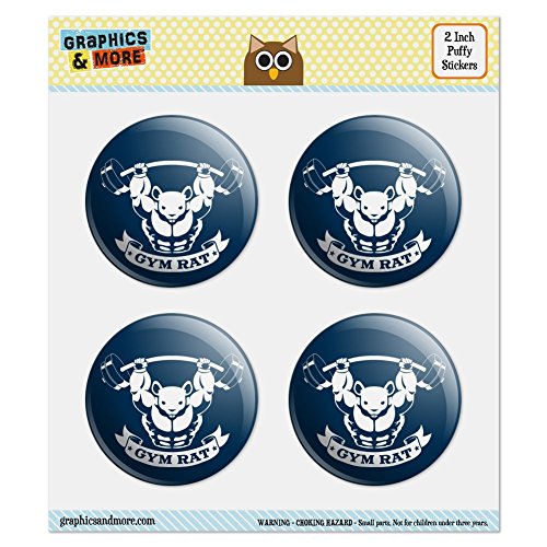 Gym Rat Workout Weight Lifting 2.0" Puffy Bubble Dome Scrapbooking Crafting Sticker Set