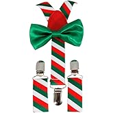 Christmas Holiday Candy Cane Bowties & Suspender Combos Adult Kids Baby (CC Green Solid (baby toddler)