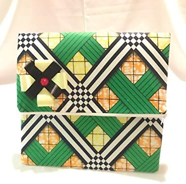 Multi Colored Stripped Fold Over Clutch Purse (White, Green, Yellow, Navy Blue &amp; Orange)