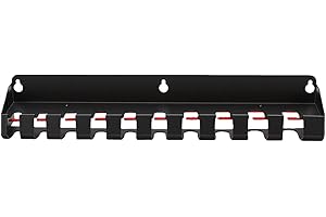 TIKATARER Wall Mounted Pry Bar Holder, Heavy Duty Metal Tool Organizer, with Secure Ratchet Locking Mechanism, Holds 10-13 Ba