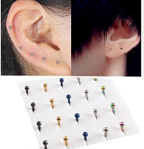 Lots of 10 Pcs 20g 1.8mm Ball Stainless Steel Ear Nose Bond Ear Studs