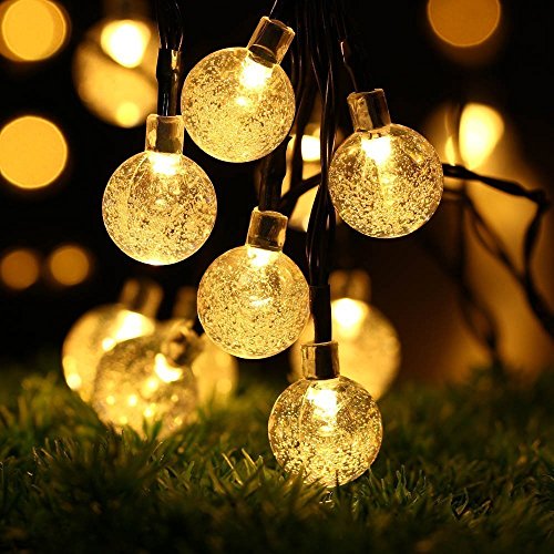 ALOVECO Solar String Lights Outdoor, 25ft 40 LED Crystal Ball Waterproof String Lights Solar Powered Fairy Lighting for Garden Home Landscape Holiday Decoration