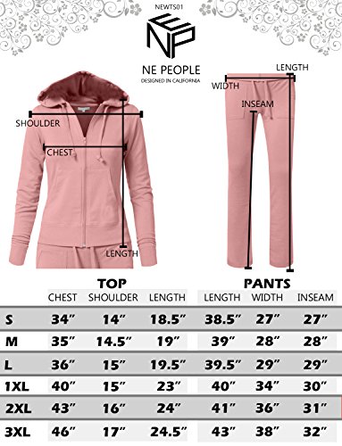NE PEOPLE Women's 2 Piece Outfits Sweatsuit - Casual French Terry Zip Up Hoodie and Pants Set Basic Tracksuit