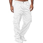 HUNGSON Mens Casual Cargo Pants - Sweatpants Joggers Athletic Trouser Cotton Loose Straight Hiking Pants for Men