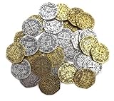 Metal Pirate Coins 32 Spanish Doubloon Thick 25MM Replicas Fantasy Metal Coin Pirates Treasure By Well Pack Box