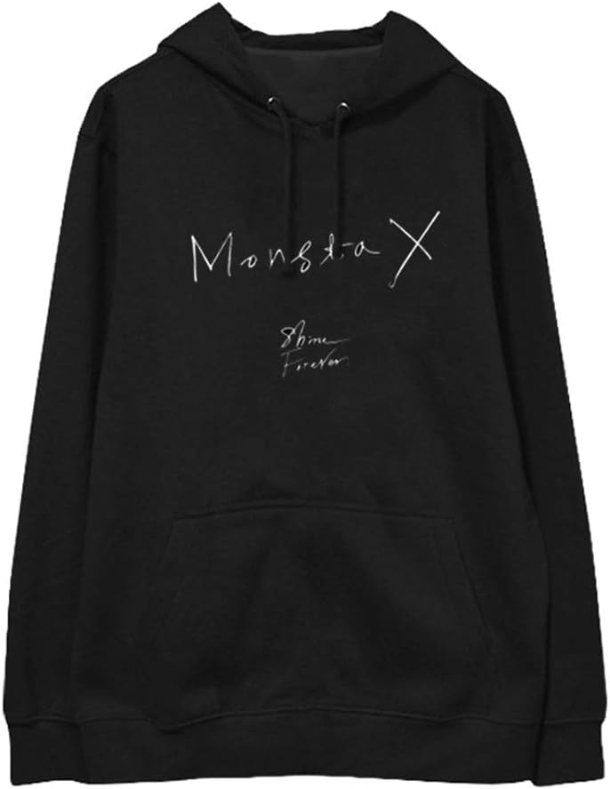 Haililais Monsta X Casual Hooded Sweatshirts Printed Pullover Loose Tops Fashion Sweater for Women and Men