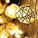Goodia Battery 1.2M 10 LED 4cm White Rattan Ball String Lights for Indoor,Bedroom,Curtain,Patio,Lawn,Landscape,Fairy Garden,Home,Wedding,Holiday,Christmas Tree,Party(Warm White)