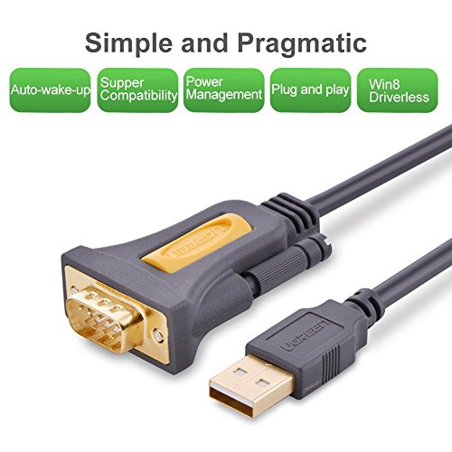 UGREEN 6FT DB9 Male 9 Pin USB to Serial Adapter, RS232 to USB Cable