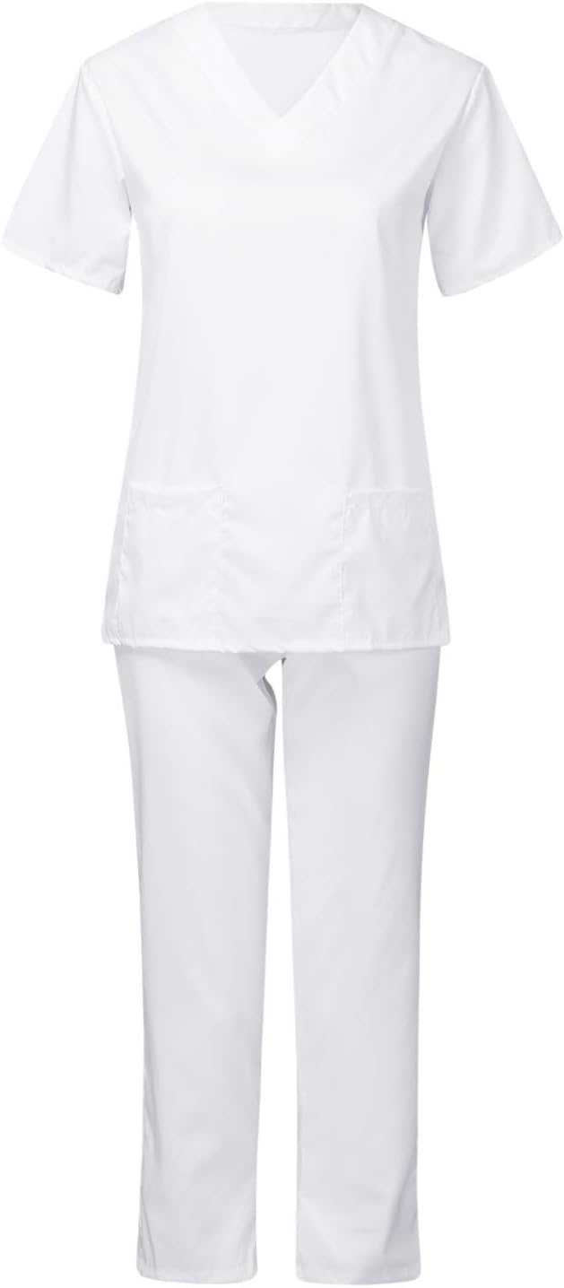 Women Men Scrubs Sets Unisex Uniform Set Nursing Working Outfit Sets Two Piece Medical Doctors Suit T Shirts+Long Pants Suit