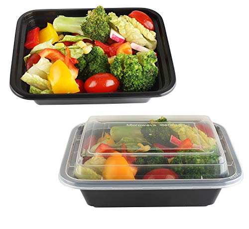 50-Pack Tiny Meal Prep Plastic Microwavable Food Containers Meal prepping & Lids. 12 OZ. Black Rectangular Reusable Storage Lunch Boxes -BPA-Free Food Grade- Freezer Dishwasher Safe -Premium Quality