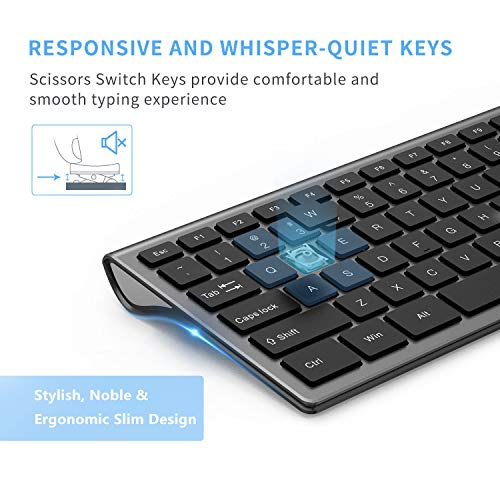 Wireless Keyboard and Mouse Combo - LEKVEY Slim Keyboard Mice, 2.4GHz 109 Keys Full Size Wireless Keyboard Mouse Set, with Number Pad, Silent Click, Stylish Design, US Layout (QWERTY), Space Gray - Thumbnail 3