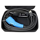 Duosida Blue Premium 25 Ft Level 2 EV Electric Vehicle Portable Car Charger - 16-AMP 120-240V, NEMA 6-20P - Includes Storage Case