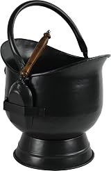 Sterling Ventures Steel Sallet Coal Bucket Scuttle with Cast Iron Shovel Black view 2