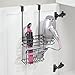 mDesign Metal Bathroom 2 Section Storage Tool Organizer Basket Tray - Hang Over Cabinet Door - Storage for Hair Dryer, Straightener, Curling Iron, Styling Products - Concerto Collection - Matte Black
