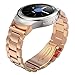 Samsung Gear S2 Watch Band with adapter,Shangpule Stainless Steel Metal Replacement Smart Watch Band Bracelet for Samsung S2 SM-R720 (Rose Gold)