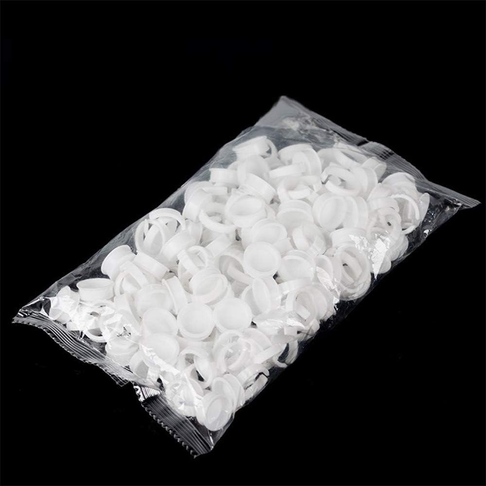 Disposable Permanent Makeup Pigment Rings Cups Plastic Nail Art Tattoo Ink Rings Tattoo Glue Rings Eyelash Extension Adhesive Eyebrow Lip Pigment Holders Beauty Tools (L-Without separation-100pcs)