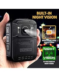 Cámara de policía para hacer cumplir la ley: vídeo portátil + cámara de audio corporal con visión nocturna para guardias de seguridad, agentes de policía y uso personal [Registros en Full HD + resistente al agua] - Memoria de 32 GB