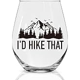 Perfectinsoy I'd Hike That Stemless Wine Glass, Cool Wine Glass for Hiking Camping Mountain Lovers Hikers, Birthday Gifts for Friends Colleagues Sisters Brothers Dad Uncle Husband