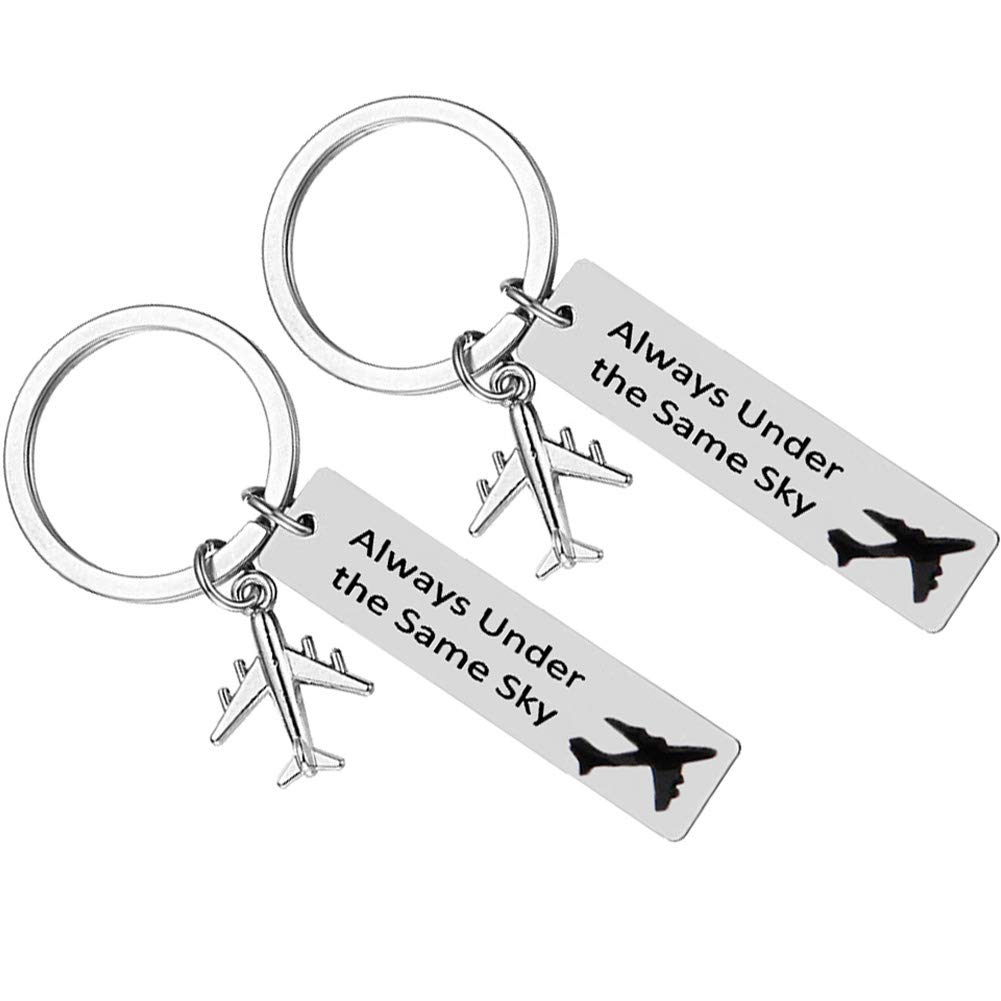 Long Distance Relationship Gifts ,Couple Keychains Keyring Gifts Air Force Gift Airplane Keyring Pilot Keychain Best Friends Gift Valentines Gift for Boyfriend Girlfriend Husband Going Away Gift