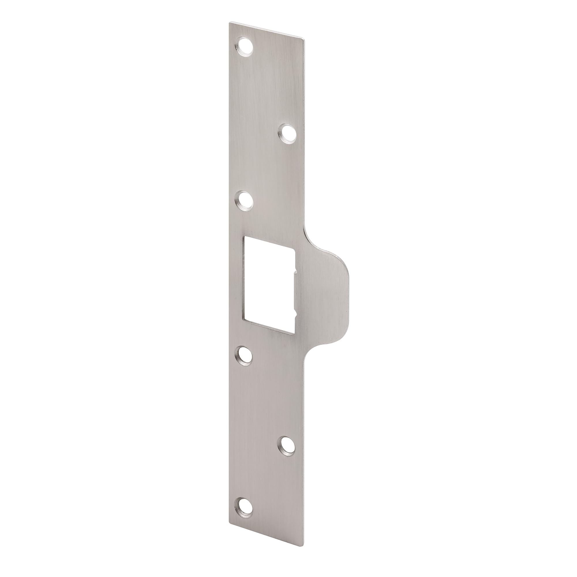 Photo 1 of Prime-Line U 94265 Maximum Security Deadbolt Tab Strike 7-7/8 inch Height x 1-1/4 inch Width with Fasteners, Satin Nickel (Single Pack)