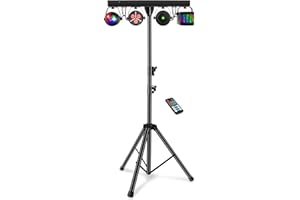 DJ Lighting Package, Telbum DJ Party Light with Stand 7.5Ft, DMX DJ Lights Sound Activated, Disco Lights for Parties Remote Control, Mobile Stage Lighting System for Gig, Band, Wedding, Shows