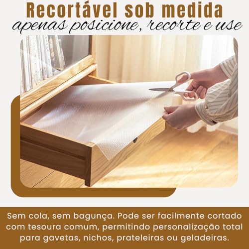Forro de Gaveta 1,50m Antiderrapante em EVA - Protetor de Gavetas, Armários e Prateleiras, Lavável, Reutilizável e Multiuso para Cozinha, Banheiro e Geladeira - UpShop