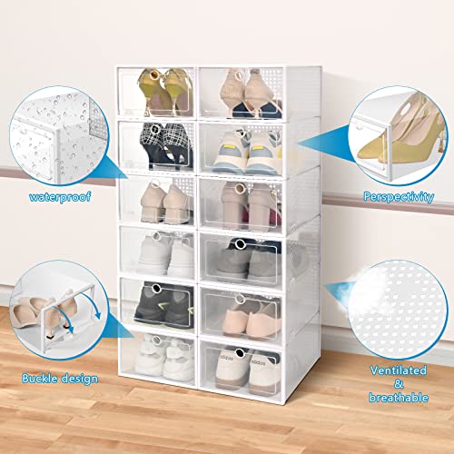 12 Pack Shoe Storage Boxes ,Shoe box storage containers Clear Plastic
